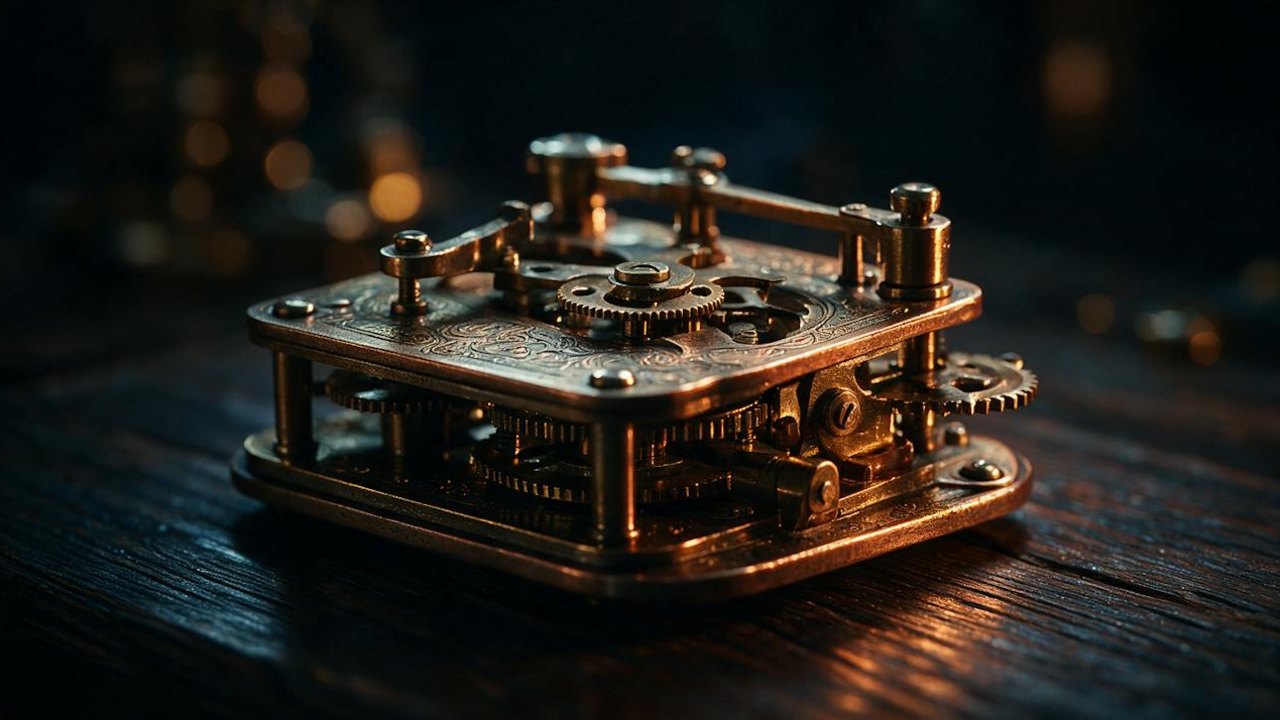 Mécanisme de comptage en laiton, illustration du calcul de rentabilité d'une intelligence artificielle en entreprise